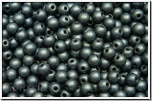 bhm. Glasperle, rund, 3mm, hematite, met., matte, 50 Stk.