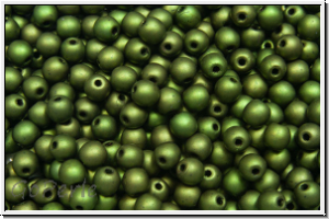 bhm. Glasperle, rund, 3mm, green, met., matte, 50 Stk.