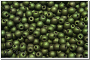 bhm. Glasperle, rund, 3mm, green, met., luster, matte, 50 Stk.