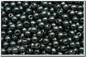 bhm. Glasperle, rund, 3mm, black, op., full silver chrome, 50 Stk.