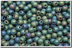 bhm. Glasperle, rund, 3mm, green, met., matte, iris., 50 Stk.