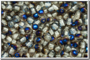 bhm. Glasperle, rund, 3mm, crystal, trans., half azuro, 50 Stk.