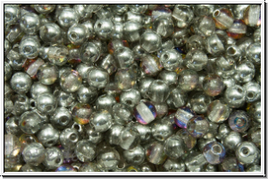 bhm. Glasperle, rund, 3mm, crystal, trans., half volcano, 50 Stk.