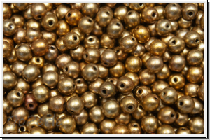 bhm. Glasperle, rund, 3mm, gold, met., satin, iris., 50 Stk.