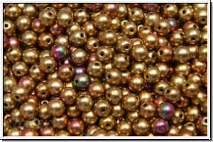 bhm. Glasperle, rund, 3mm, bronze, met., satin, iris., 50 Stk.