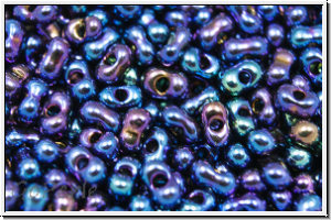 Farfalle Perlen, 4x2mm, blue/purple, metallic, iris., 10 g