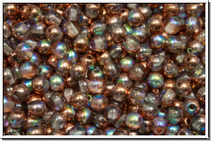 bhm. Glasperle, rund, 3mm, crystal, trans., copper AB, 50 Stk.