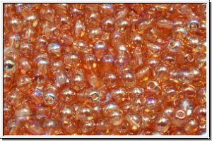 bhm. Glasperle, rund, 3mm, crystal, trans., orange AB, 50 Stk.