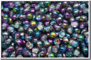 bhm. Glasperle, rund, 3mm, crystal, trans., magic blue/purple, 50 Stk.