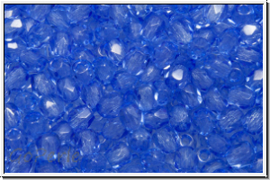 Bhm. Glasschliffperle, PRECIOSA, feuerpol., 3mm, crystal, trans., sapphire (dyed), 50 Stk.