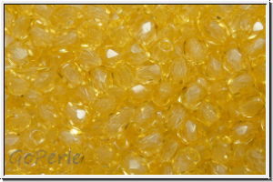 Bhm. Glasschliffperle, PRECIOSA, feuerpol., 3mm, crystal, trans., sunflower (dyed), 50 Stk.