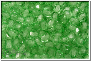 Bhm. Glasschliffperle, PRECIOSA, feuerpol., 3mm, crystal, trans., grass (dyed), 50 Stk.