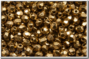 Bhm. Glasschliffperle, PRECIOSA, feuerpol., 3mm, 24kt goldbronze, met., 50 Stk.