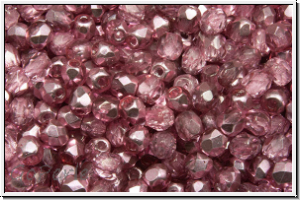 Bhm. Glasschliffperle, PRECIOSA, feuerpol., 3mm, crystal, trans., half labrador solgel pink, 50 Stk.