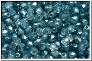 Bhm. Glasschliffperle, PRECIOSA, feuerpol., 3mm, crystal, trans., half labrador solgel blue, 50 Stk.