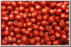 Bhm. Glasschliffperle, PRECIOSA, feuerpol., 3mm, lava red, met., satin, 50 Stk.