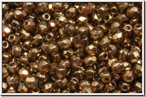 Bhm. Glasschliffperle, PRECIOSA, feuerpol., 3mm, topaz, trans., bronze luster, 50 Stk.