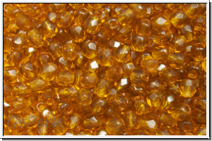 Bhm. Glasschliffperle, PRECIOSA, feuerpol., 3mm, topaz, colorado, trans., 50 Stk.