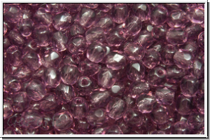 Bhm. Glasschliffperle, PRECIOSA, feuerpol., 3mm, amethyst, med., trans., 50 Stk.