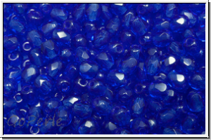 Bhm. Glasschliffperle, PRECIOSA, feuerpol., 3mm, cobalt, lt., trans., 50 Stk.