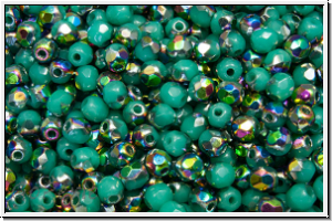 Bhm. Glasschliffperle, feuerpol., 3mm, turquoise, op., half vitrail, 50 Stk.