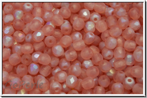 Bhm. Glasschliffperle, feuerpol., 3mm, rose, opal, matte, AB, 50 Stk.