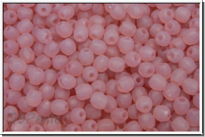 Bhm. Glasschliffperle, feuerpol., 3mm, rose, opal, matte, 50 Stk.