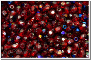 Bhm. Glasschliffperle, feuerpol., 3mm, siam, trans., half azuro, 50 Stk.