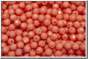 Bhm. Glasschliffperle, feuerpol., 3mm, white, op., indian peach, 50 Stk.