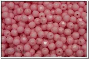 Bhm. Glasschliffperle, feuerpol., 3mm, white, op., pink, 50 Stk.