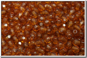 Bhm. Glasschliffperle, feuerpol., 3mm, topaz, med., trans., 50 Stk.