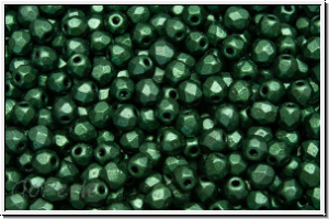 Bhm. Glasschliffperle, feuerpol., 3mm, green, dk., met., suede, 50 Stk.