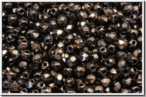 Bhm. Glasschliffperle, feuerpol., 3mm, bronze, dk., met., 50 Stk.