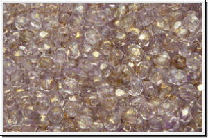 Bhm. Glasschliffperle, feuerpol., 3mm, crystal, trans., gold spackled, 50 Stk.