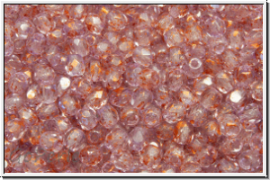 Bhm. Glasschliffperle, feuerpol., 3mm, crystal, trans., copper spackled, 50 Stk.