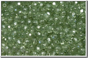 Bhm. Glasschliffperle, feuerpol., 3mm, crystal, trans., seafoam luster, 50 Stk.