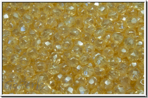 Bhm. Glasschliffperle, feuerpol., 3mm, crystal, trans., yellow luster, 50 Stk.