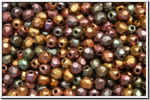 Bhm. Glasschliffperle, feuerpol., 3mm, purple gold, met., iris., satin, 50 Stk.