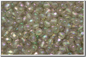 Bhm. Glasschliffperle, feuerpol., 3mm, black diamond, trans., purple iris., 50 Stk.