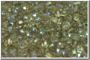 Bhm. Glasschliffperle, feuerpol., 3mm, black diamond, trans., AB, 50 Stk.