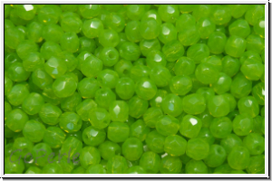 Bhm. Glasschliffperle, feuerpol., 3mm, green, lime, opal, 50 Stk.