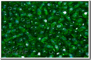 Bhm. Glasschliffperle, feuerpol., 3mm, chrysolite, dk., trans., 50 Stk.