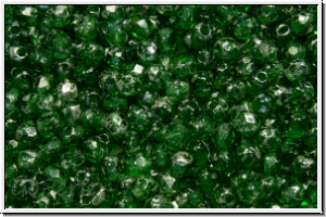 Bhm. Glasschliffperle, feuerpol., 3mm, turmaline, trans., silver splash, 50 Stk.