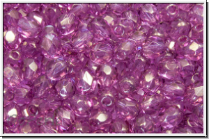 Bhm. Glasschliffperle, feuerpol., 4mm, crystal, trans., rose marbled, 50 Stk.