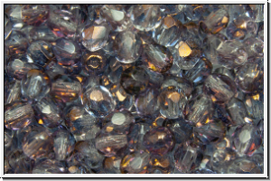 Bhm. Glasschliffperle, feuerpol., 4mm, crystal, trans., half copper, 50 Stk.