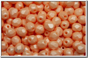 Bhm. Glasschliffperle, feuerpol., 4mm, white, alabaster, soft pastel salmon, 50 Stk.