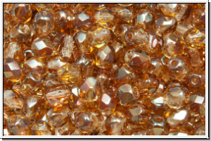 Bhm. Glasschliffperle, feuerpol., 4mm, crystal, trans., venus luster, 50 Stk.