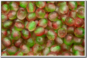 Bhm. Glasschliffperle, feuerpol., 4mm, crystal, trans., pink/green dual coated, matte, 50 Stk.