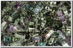 HTL-4574, MIYUKI Half Tila Beads, crystal, trans., half lt. vitrail, 5g