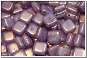 TILE-Beads, 6x6mm, white, opal, vega luster, 25 Stk.